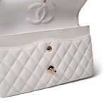 White Caviar Quilted Medium Classic Flap Light Gold Hardware - Image 11