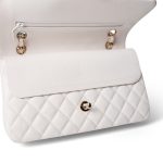 White Caviar Quilted Medium Classic Flap Light Gold Hardware - Image 12
