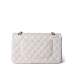 White Caviar Quilted Medium Classic Flap Light Gold Hardware - Image 5