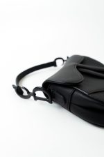 Dior Mini Ultramatte Black Saddle Bag Grained Calfskin Leather - Image 9