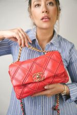 Coral Lambskin Quilted Wild Stitch 19 Flap Small Mixed Hardware - Image 6