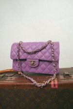 22S Purple Caviar Quilted Classic Flap Small Light Gold Hardware - Image 2
