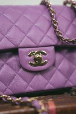 22S Purple Caviar Quilted Classic Flap Small Light Gold Hardware - Image 10