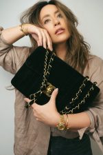 Black Velvet Mademoiselle Jumbo Single Flap Gold Hardware - Image 2