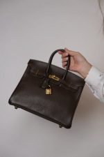 Birkin 25 Ebène Veau Togo Gold Plated Z Stamp - Image 10
