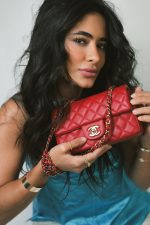 20S Red Lambskin Quilted Mini Rectangular Flap Light Gold Hardware - Image 2