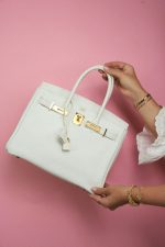 Birkin 30 White Clemence Gold Plated N Square Stamp - Image 10