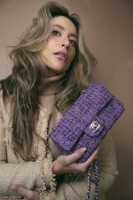 22P Purple Tweed Quilted Mini Rectangular Flap Light Gold Hardware - Image 2