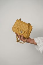 18S Yellow Caviar Quilted Mini Square Flap LGHW - Image 10