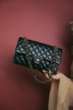 Black Lambskin Quilted Classic Flap Medium Gold Hardware - Image 10