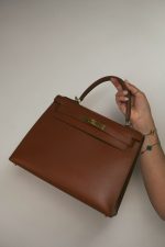 Kelly Sellier 28 Noisette Box Calfskin Gold Plated [E] Stamp - Image 10
