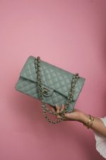 23C Dark Green Caviar Quilted Classic Flap Small LGHW - Image 10
