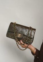 Brown Lambskin Quilted Classic Flap Small Gold Hardware - Image 10
