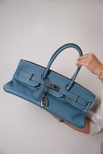Shoulder Birkin 42 JPG Bleu Jean Clemence Palladium Plated [J] Stamp - Image 10
