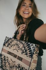 Dior Navy/Pink Tie Dye Canvas Embroidery Book Tote Large - Image 2
