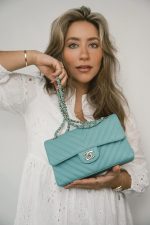 Tiffany Blue Caviar Chevron Quilted Classic Flap Small LGHW - Image 2