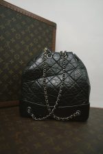Black Aged Calfskin Quilted Gabrielle Backpack Small MHW - Image 6