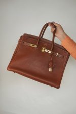 Birkin 35 Brown Veau Togo Gold Plated D Square Stamp - Image 10