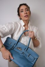 Shoulder Birkin 42 JPG Bleu Jean Clemence Palladium Plated [J] Stamp - Image 2