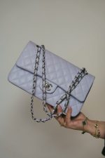 21K Light Purple/ Lilac Caviar Quilted Classic Flap Medium Silver Hardware - Image 10