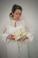 24C Light Yellow Lambskin Quilted Mini Rectangular Flap Silver Hardware - Image 6