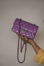 20C Purple Patent Quilted Mini Rectangular Flap Light Gold Hardware - Image 10