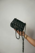 21P Black Lambskin Quilted Mini Square Flap LGHW - Image 10