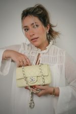 24C Light Yellow Lambskin Quilted Mini Rectangular Flap Silver Hardware - Image 2