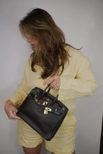 Birkin 25 Black/ Noir Swift Gold Plated A Stamp - Image 6
