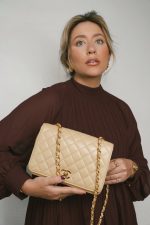 Light Beige Lambskin Quilted Full Flap Bag Gold Hardware - Image 6