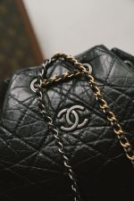 Black Aged Calfskin Quilted Gabrielle Backpack Small MHW - Image 10