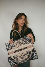 Dior Navy/Pink Tie Dye Canvas Embroidery Book Tote Large - Image 6