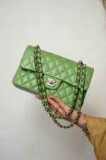 23C Green Caviar Quilted Classic Flap Small LGHW - Image 10