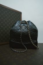 Black Aged Calfskin Quilted Gabrielle Backpack Small MHW - Image 2