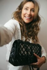 18C Charcoal Glittery Caviar Quilted Classic Flap Small - Image 2