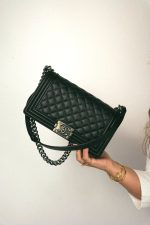 Black Caviar Quilted Old Medium Boy Bag Ruthenium Hardware - Image 10