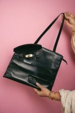 Black Vintage Hermes Himaraya Crocodile Gold Plated (P) Stamp - Image 10