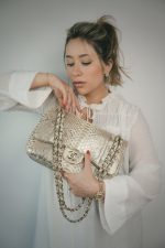 Pearl Python Jumbo Classic Flap Light Gold Hardware - Image 14