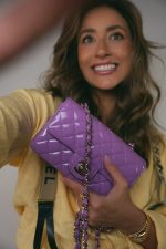20C Purple Patent Quilted Mini Rectangular Flap Light Gold Hardware - Image 2