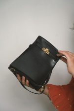 Kelly Sport PM Blue Indigo Calfskin Gold Plated U Circle Stamp - Image 10