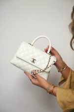 21A White Caviar Quilted Small Coco Handle LGHW - Image 10
