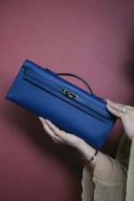 Kelly Cut Clutch Bleu Saphir Swift Palladium Plated A Stamp - Image 10