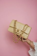 Light Beige Lambskin Quilted Classic Flap Small Gold Hardware - Image 10