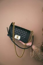Black Caviar Quilted Small Boy Bag Aged Gold Hardware - Image 10