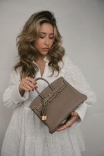 Birkin 25 Etoupe Togo Gold Plated D Stamp - Image 6