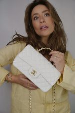 23K White Calfskin Quilted Crystal Top Handle Aged Gold Hardware - Image 2