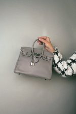 Birkin 25 Gris Asphalt Taurillon Novillo Palladium Plated Y Stamp - Image 10