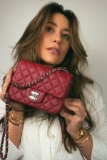17B Red Caviar Quilted Mini Square Flap Silver Hardware - Image 2