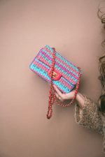 Multicolor Mixed Fibers Woven Mini Rectangular Flap Aged Gold Hardware - Image 10