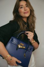 Kelly Sellier 28 Bleu Saphir Box Calfskin Gold Plated Y Circle Stamp - Image 6